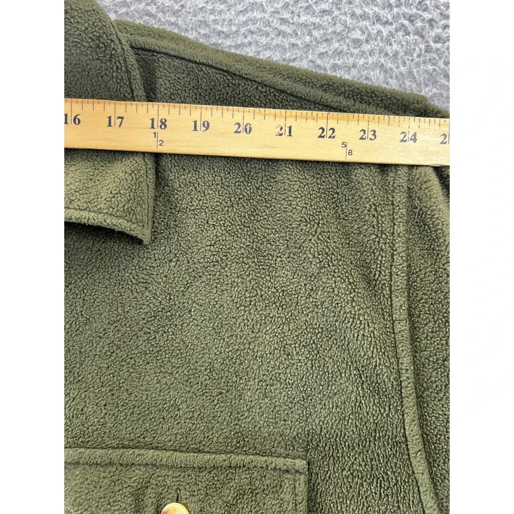 Juneau Mens Solid Green Fleece Shirt Jacket XXL Heavyweight Shacket Button Front